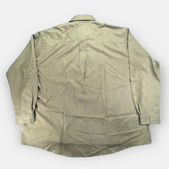 Vintage IQ Button Up Shirt Mens 3XL Green Long Sleeve Fabric Buttons USA Made - Picture 2 of 11